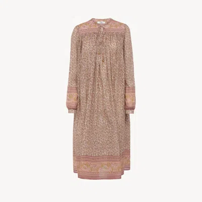 Chloé Gathered Tunic Dress In Cotton Voile In Multi
