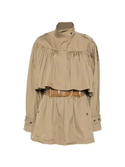 Chloé Gathered-detail Coat In Brown