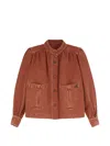 Chloé Logo Denim Jacket With Patch Pockets In Red