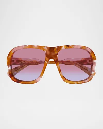 CHLOÉ GAYIA ACETATE SEMI-SHIELD SUNGLASSES