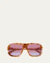 Chloé Gayia Acetate Semi-shield Sunglasses In Brown