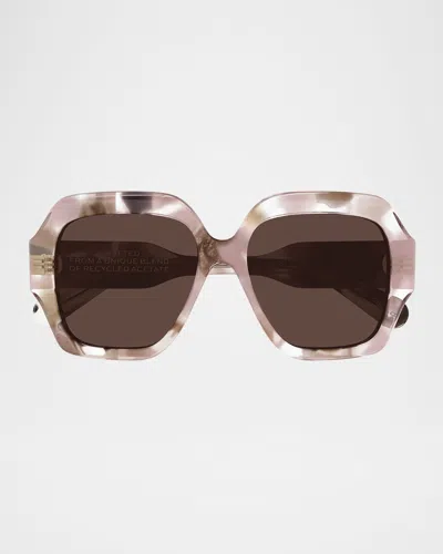 Chloé Gayia Rectangle Acetate Sunglasses In Pastel Ballerina