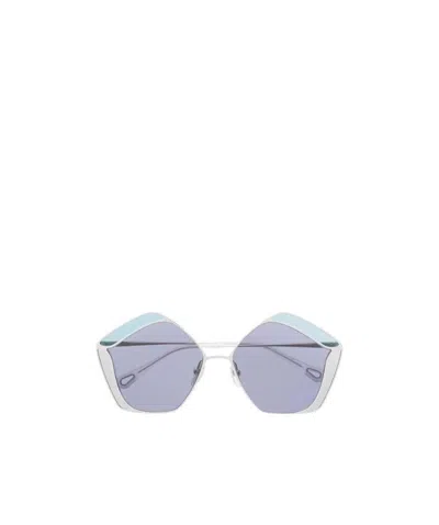 Chloé Gemma Pentagon-frame Metal Sunglasses In Gray