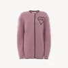 Chloé Generous Logo Cardigan In A Wool & Cashmere Knit In Pink