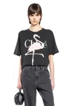 Chloé Women Black Crewneck T-shirt With Maxi Logo Print On The Front In Cotton Woman In Black