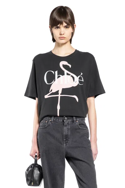 Chloé Generous Logo T-shirt In Black