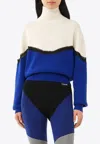 Chloé Pull Large Col Montant Femme Violet Taille S 71% Laine, 29% Cachemire In Blue