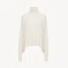 Chloé Pull Col Roulé Ample En Maille Pointelle Femme Blanc Taille L 44% Laine, 33% Wool Vicugna Pacos, Far In White
