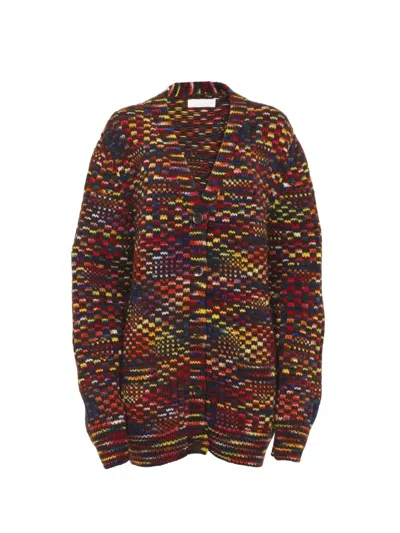 CHLOÉ CHLOÉ GENEROUS V NECK CARDIGAN MULTI