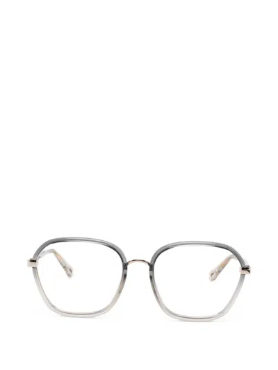 Chloé Geometic-frame Glasses In Gold