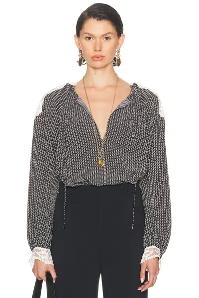 Chloé Geometric Crepe De Chine Blouse In Gray