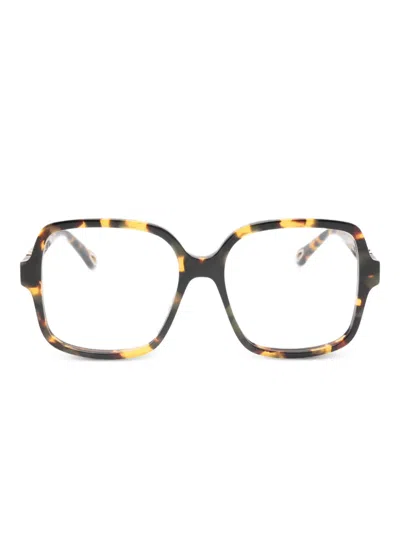 Chloé Geometric Frame Glasses In Brown
