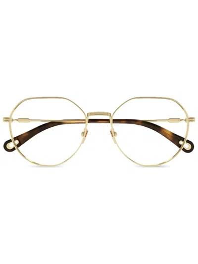 Chloé Geometric-frame Glasses In Gold