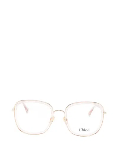 Chloé Geometric Frame Glasses In Pink