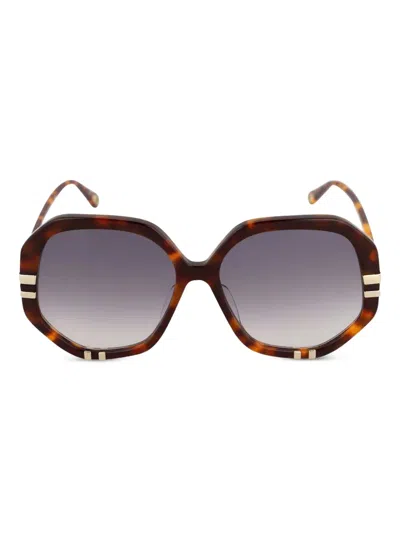 Chloé Geometric-frame Sunglasses In Brown