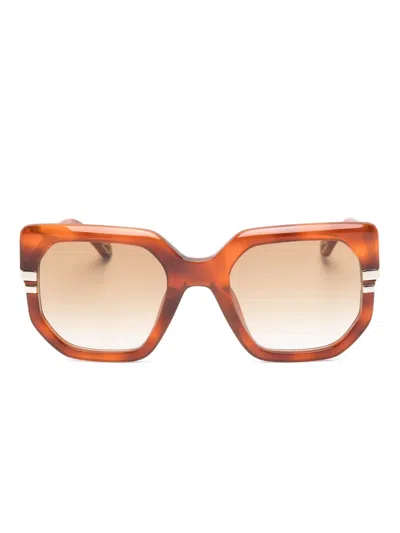 Chloé Geometric-frame Sunglasses In Brown