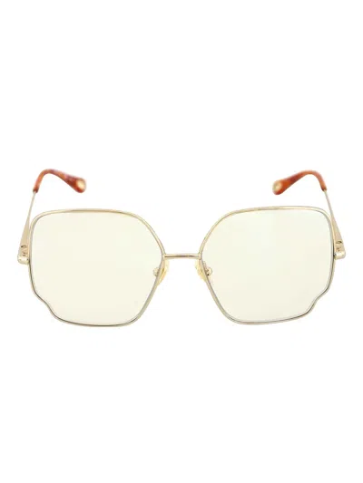 Chloé Geometric-frame Sunglasses In Gold