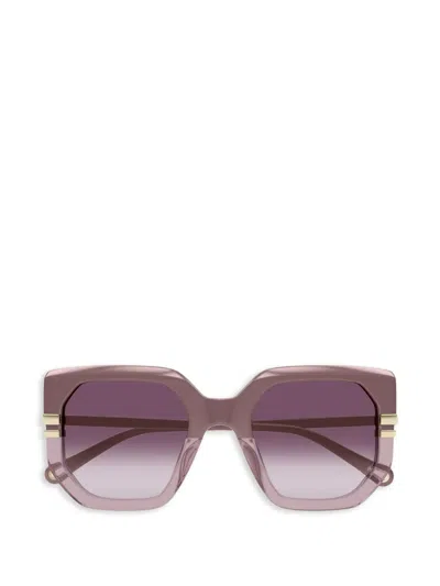 Chloé Geometric Frame Sunglasses In Purple