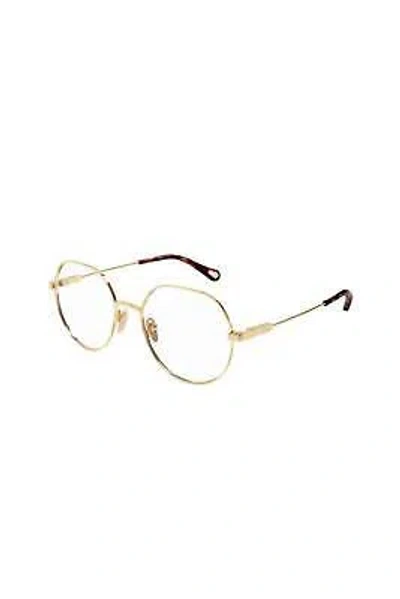 Pre-owned Chloé Chloe Geometric Metal Eyeglasses For Women - Size 53mm In Gold