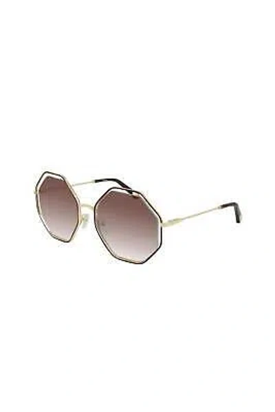 Pre-owned Chloé Chloe Geometric Metal Sunglasses With Brown Gradient Lens For Women - Size 58mm