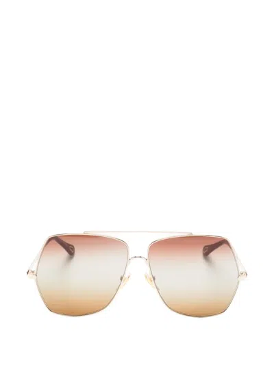 Chloé Geometric-shape Sunglasses In Gold