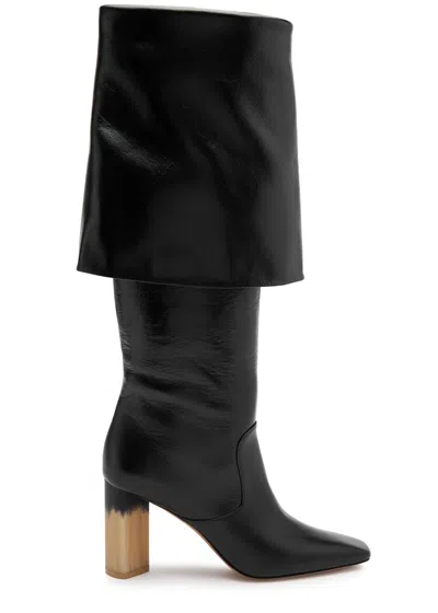 Chloé Chloe Georgia 90 Glossed Leather Knee-high Boots In Black