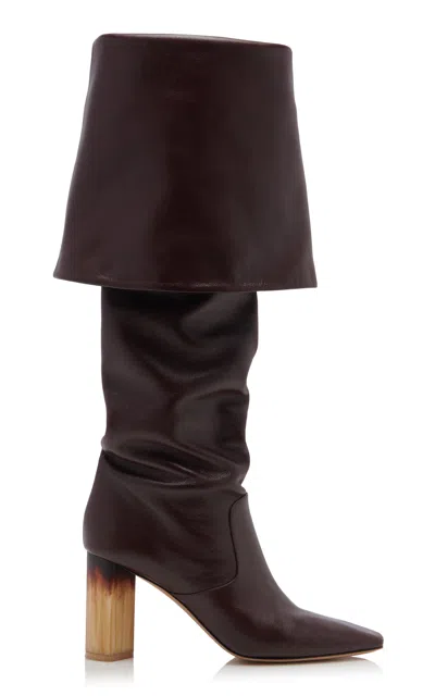 CHLOÉ GEORGIA FOLD-OVER LEATHER KNEE BOOTS