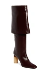 Chloé 85mm Georgia Leather Tall Boots In Stormy Red