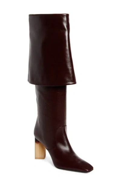 Chloé Georgia Foldover Shaft Over The Knee Boot In Stormy Red