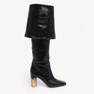 CHLOÉ BOTTES À TALON GEORGIA FEMME NOIR TAILLE 35 100% CUIR DE VEAU