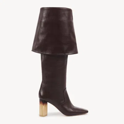 CHLOÉ GEORGIA HEELED BOOT RED SIZE 5 100% CALF-SKIN LEATHER
