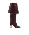 Chloé Georgia Fold-over Leather Knee Boots In Black