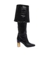 Chloé High Heel Knee-high Square Toe Boot In Black