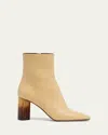 Chloé Georgia Leather Block-heel Booties In Sandy Brown