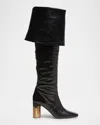 Chloé High Heel Knee-high Square Toe Boot In Black