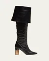 Chloé High Heel Knee-high Square Toe Boot In Black
