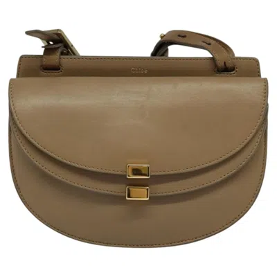 Pre-owned Chloé Chloe Georgia Shoulder Bag Leather Beige Leather Bag () In Sand