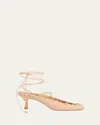 Chloé Ghiles Suede Ankle-wrap Pumps In Peachy Pink