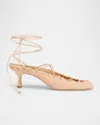 Chloé Ghiles Suede Ankle-wrap Pumps In Peachy Pink