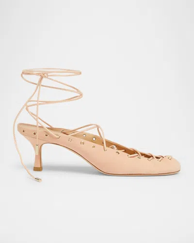 CHLOÉ GHILES SUEDE ANKLE-WRAP PUMPS