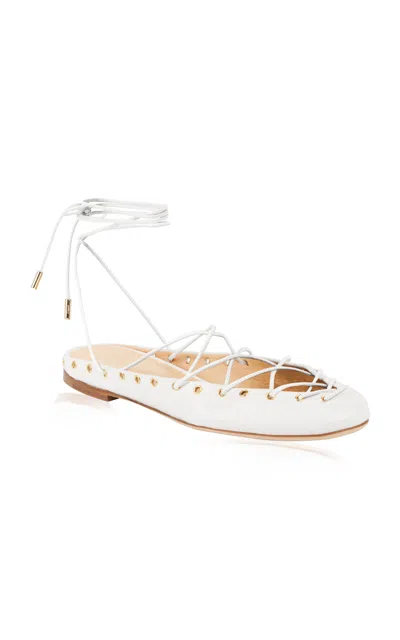 Chloé Ghilies Lace-up Leather Flat Mules In White