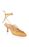 Chloé Ghilies Lace-up Leather Mules In Orange