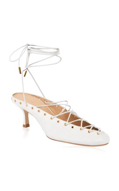 Chloé Ghilies Lace-up Leather Mules In White