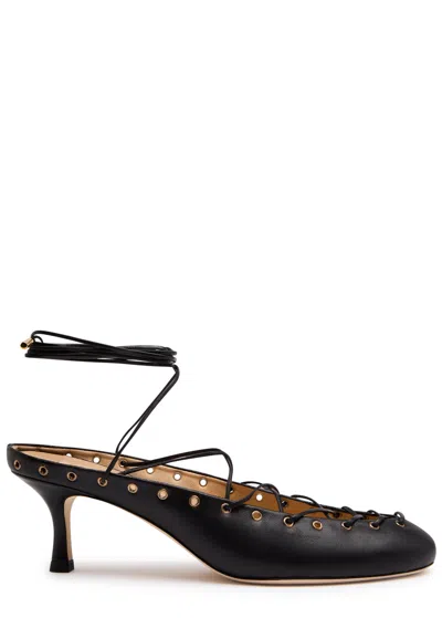 Chloé Chloe Ghilies Tie-up Leather Sandals In Black