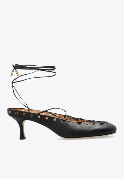 Chloé Chloe Ghilies Tie-up Leather Sandals In Black