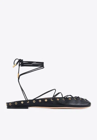 Chloé Ghillies Leather Ballet Flats In Black