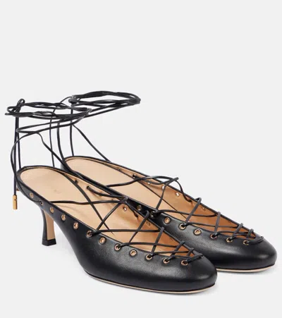 Chloé Chloe Ghilies Tie-up Leather Sandals In Black