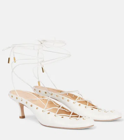 Chloé Chloe Ghilies Tie-up Leather Sandals In White
