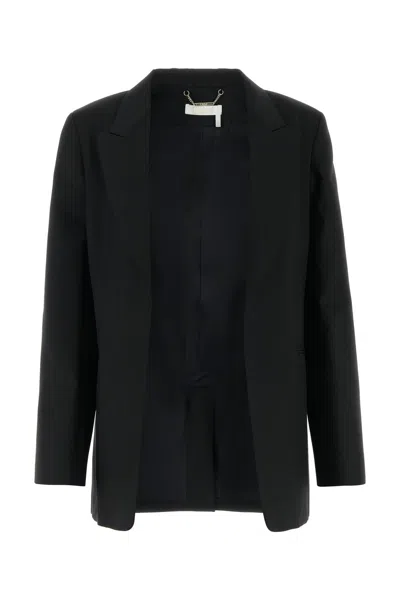 Chloé Open-front Ramie Blazer In Black
