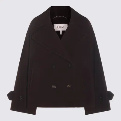 CHLOÉ CHLOÉ DEEP PURPLE WOOL COAT